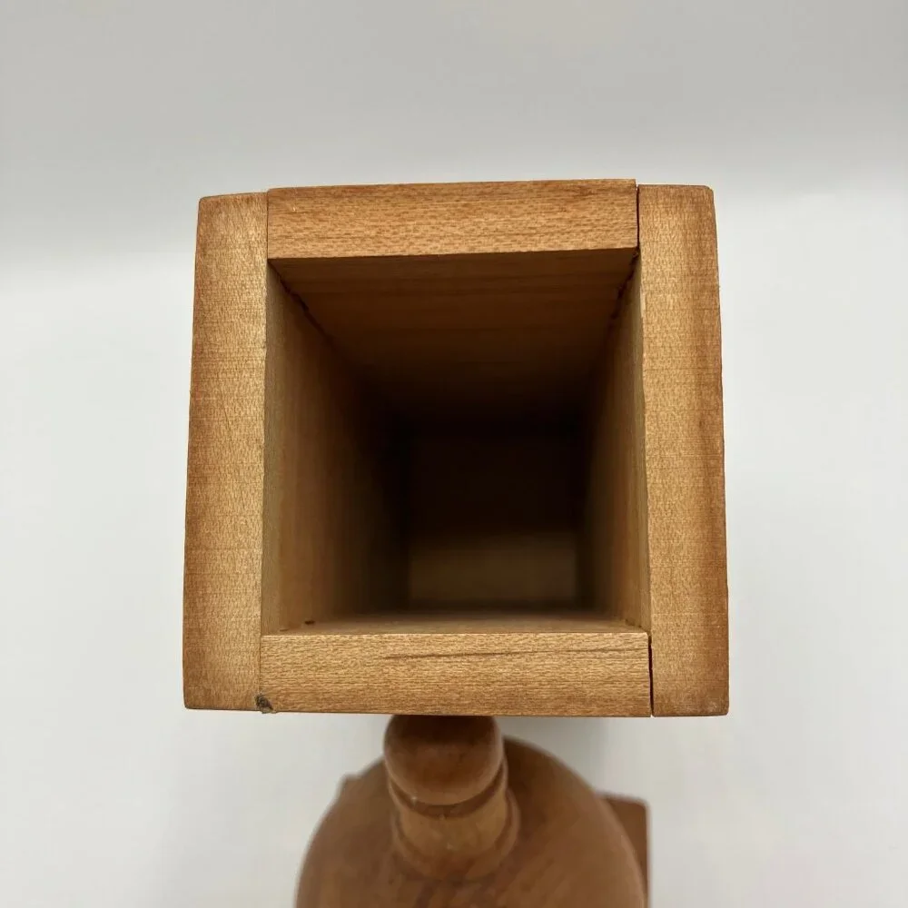 Wooden Container/Box Sculpture‎ Decor Handcrafted Finger Joints Dome Lid 8